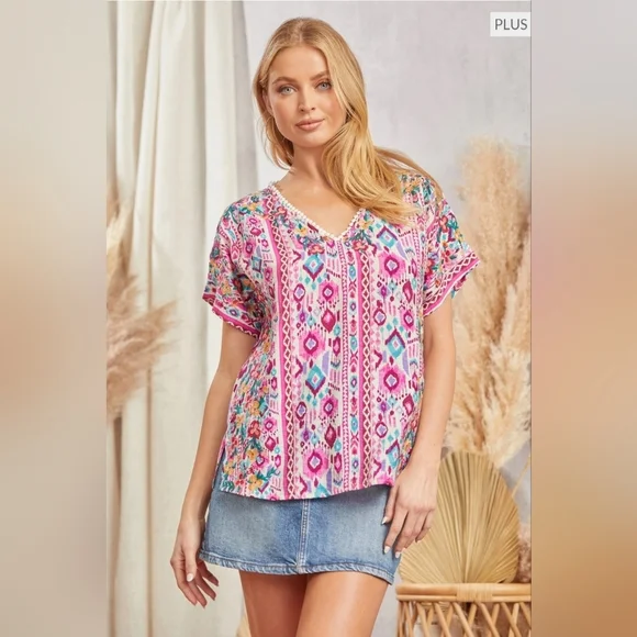 Savanna Jane Pink Blouse with Elegant Embroidery - Picture 1 of 6